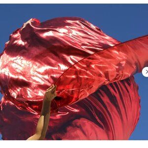 In the Mighty Name of Jesus Power Fire Metallic Flowy Worship Flags Set of 2